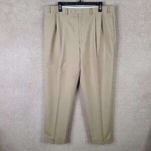 Lauren Ralph Lauren Pants Mens 38x32 Beige Total Comfort Pleated‎ Trouser Wool